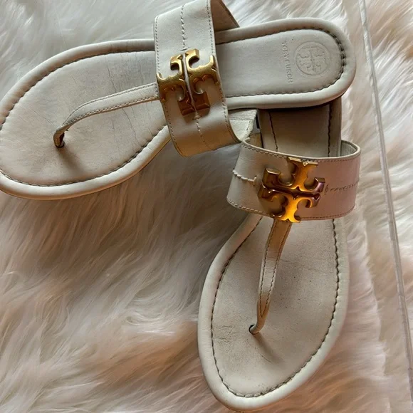 Tory Burch Everly Backless Thong Sandal in white, size 7 - Picture 3 of 6